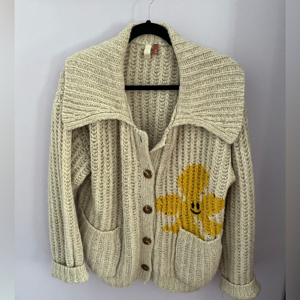 Pilcro for Anthropologie Flower Cardigan Sweater - XL